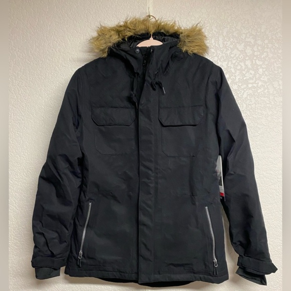 Pulse Women's Black Puffer Jacket with Faux Fur Hood